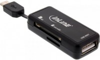 InLine OTG Cardreader Dual Flex: USB 2.0, SD/microSD-Slots, für Android OTG, bis 2 TB, B-Ware