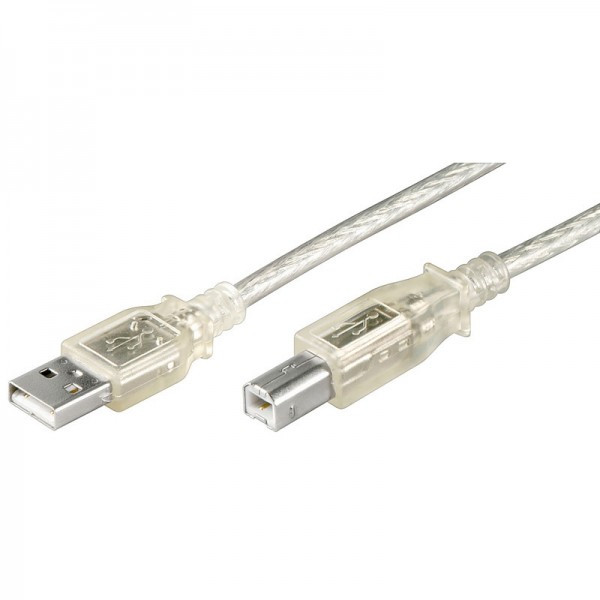 USB 2.0 Hi-Speed Kabel A Stecker  B Stecker transparent
