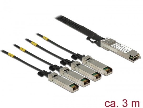 Kabel Twinax QSFP&#43; Stecker - 4 x SFP&#43; Stecker, 3,0m