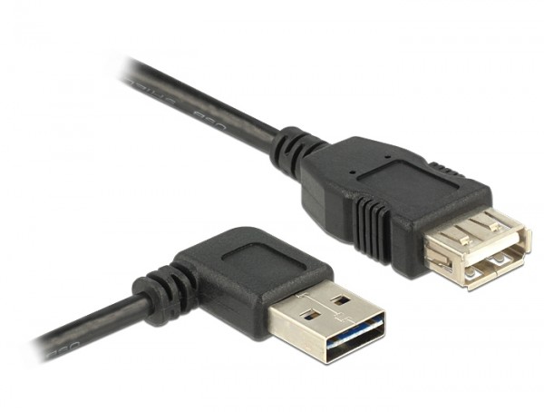 EASY USB 2.0 Kabel A Stecker 90° links/rechts gewinkelt &amp;#150; A Buchse schwarz
