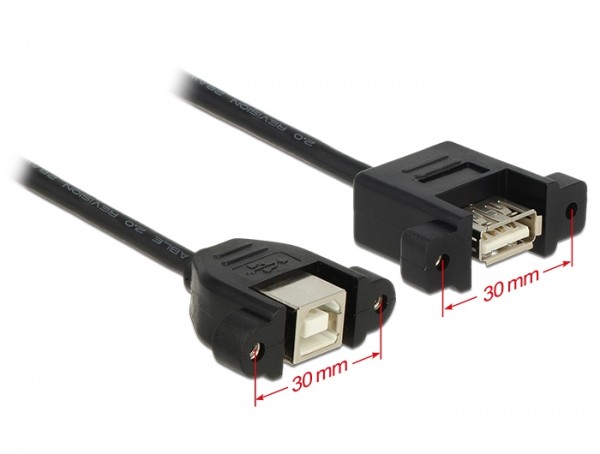 Kabel USB 2.0 B Buchse zum Einbau &gt; USB 2.0 A Buchse zum Einbau Delock