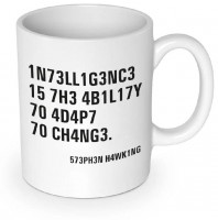 Stephen Hawking Zitat Tasse im Leet-Alphabet mit Henkel, 330ml, Keramik, weiß