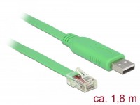 Adapterkabel USB 2.0 Typ A Stecker &#150; 1x Seriell RS-232 RJ45 Stecker grün 1,80 m, B-Ware