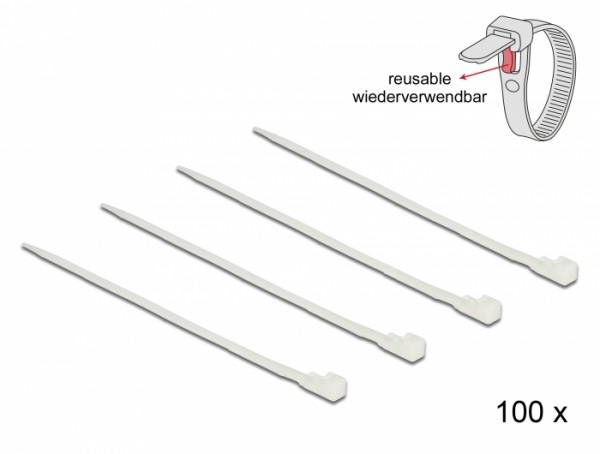 Kabelbinder lösbar weiß L 200 x B 4,8 mm 100 Stück