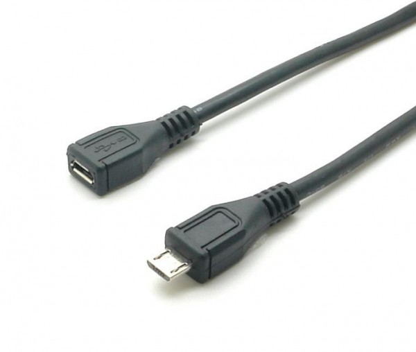 USB 2.0 Hi-Speed Verlängerungskabel Micro B Buchse &amp;#150; Micro B Stecker schwarz