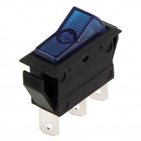 Wippschalter, 3-polig, schwarz, blau beleuchtet (12 V), ON-ON
