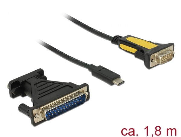 Adapter USB Type-C - 1 x Seriell DB9 RS-232 &#43; Adapter DB25, Prolific