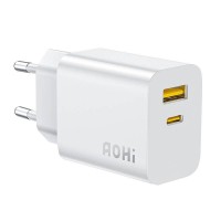 AOHI Dual-Port Charger / Ladegerät, USB-C + USB-A, 20W, weiß