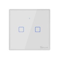 Sonoff T2EU2C-TX Smart Wall Switch, 2-Kanal Wand-Schaltaktor, weiß, mit Rahmen, WiFi + 433MHz